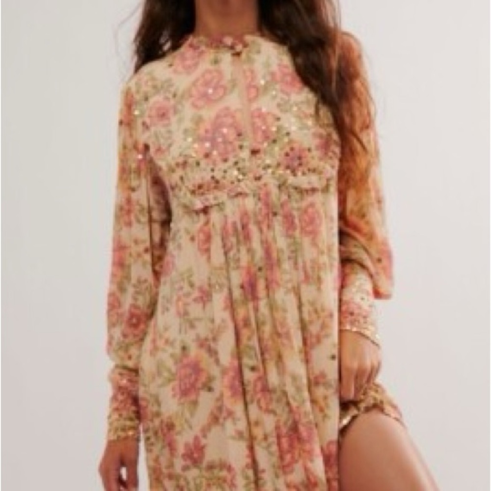 Free People Bali Golden Sun printed mini dress